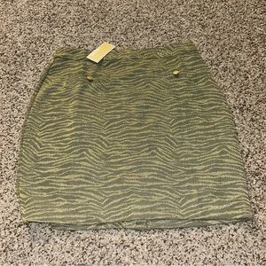 MICHAEL KORS Women's $88 NWT Skirt ARMY GREEN & GOLD 28" Waist 20" Length NEW